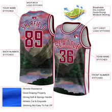 Загрузить изображение в средство просмотра галереи, Custom White Maroon 3D Pattern Design Natural Landscape Watercolor Style Authentic Basketball Jersey
