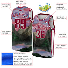 Load image into Gallery viewer, Custom White Maroon 3D Pattern Design Natural Landscape Watercolor Style Authentic Basketball Jersey
