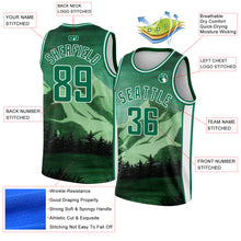 Load image into Gallery viewer, Custom Kelly Green White 3D Pattern Design Natural Landscape Watercolor Style Authentic Basketball Jersey
