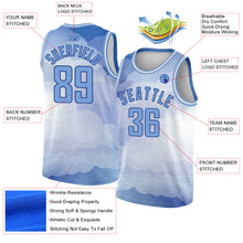 Laden Sie das Bild in den Galerie-Viewer, Custom White Light Blue-Royal 3D Pattern Design Sky With Clouds Watercolor Style Authentic Basketball Jersey
