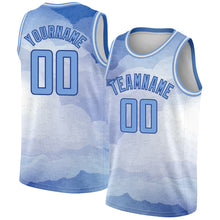 Load image into Gallery viewer, Custom White Light Blue-Royal 3D Pattern Design Sky With Clouds Watercolor Style Authentic Basketball Jersey
