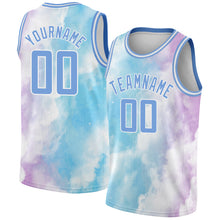 Load image into Gallery viewer, Custom White Light Blue-Purple 3D Pattern Design Sky With Clouds Watercolor Style Authentic Basketball Jersey
