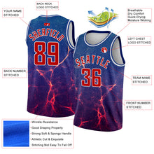 Load image into Gallery viewer, Custom Royal White-Red 3D Pattern Design Abstract Violet Wave Authentic Basketball Jersey
