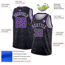 Laden Sie das Bild in den Galerie-Viewer, Custom Black Purple-White Geometric Shapes Authentic City Edition Basketball Jersey
