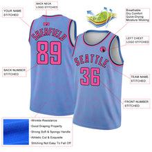 Laden Sie das Bild in den Galerie-Viewer, Custom Light Blue Pink-Black Geometric Shapes Authentic City Edition Basketball Jersey
