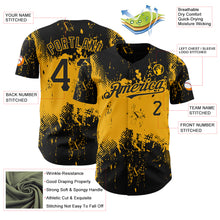 Загрузить изображение в средство просмотра галереи, Custom Black Gold 3D Pattern Design Abstract Splatter Grunge Art Authentic Baseball Jersey
