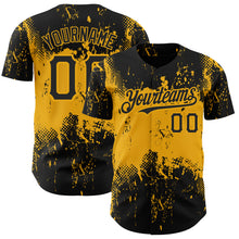 Загрузить изображение в средство просмотра галереи, Custom Black Gold 3D Pattern Design Abstract Splatter Grunge Art Authentic Baseball Jersey
