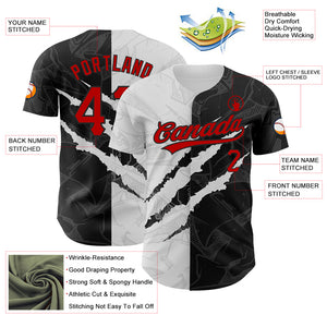 Custom Graffiti Pattern Red-Black 3D Scratch Authentic Baseball Jersey