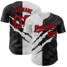 Load image into Gallery viewer, Custom Graffiti Pattern Red-Black 3D Scratch Authentic Baseball Jersey
