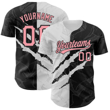 Laden Sie das Bild in den Galerie-Viewer, Custom Graffiti Pattern Medium Pink-Black 3D Scratch Authentic Baseball Jersey
