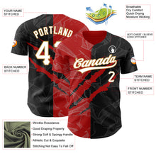 Load image into Gallery viewer, Custom Graffiti Pattern Black Red-Old Gold 3D Scratch Authentic Baseball Jersey
