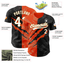 Load image into Gallery viewer, Custom Graffiti Pattern Black Orange-Old Gold 3D Scratch Authentic Baseball Jersey
