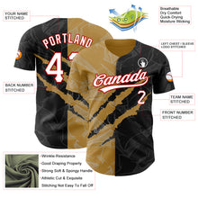 Load image into Gallery viewer, Custom Graffiti Pattern Black Old Gold-Red 3D Scratch Authentic Baseball Jersey
