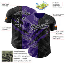 Load image into Gallery viewer, Custom Graffiti Pattern Black Purple-Gray 3D Scratch Authentic Baseball Jersey
