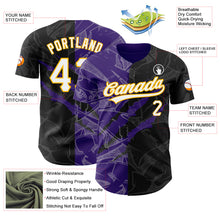 Load image into Gallery viewer, Custom Graffiti Pattern Black Purple-Gold 3D Scratch Authentic Baseball Jersey
