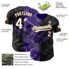 Laden Sie das Bild in den Galerie-Viewer, Custom Graffiti Pattern Black Purple-Old Gold 3D Scratch Authentic Baseball Jersey
