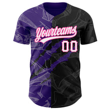 Load image into Gallery viewer, Custom Graffiti Pattern Black Purple-Pink 3D Scratch Authentic Baseball Jersey
