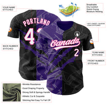 Laden Sie das Bild in den Galerie-Viewer, Custom Graffiti Pattern Black Purple-Pink 3D Scratch Authentic Baseball Jersey
