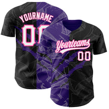 Laden Sie das Bild in den Galerie-Viewer, Custom Graffiti Pattern Black Purple-Pink 3D Scratch Authentic Baseball Jersey
