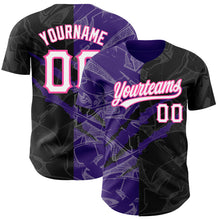 Charger l&#39;image dans la galerie, Custom Graffiti Pattern Black Purple-Pink 3D Scratch Authentic Baseball Jersey
