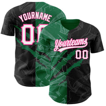 Load image into Gallery viewer, Custom Graffiti Pattern Black Kelly Green-Pink 3D Scratch Authentic Baseball Jersey
