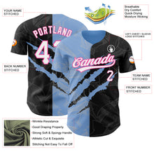 Laden Sie das Bild in den Galerie-Viewer, Custom Graffiti Pattern Black Light Blue-Pink 3D Scratch Authentic Baseball Jersey
