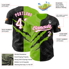 Laden Sie das Bild in den Galerie-Viewer, Custom Graffiti Pattern Black Neon Green-Pink 3D Scratch Authentic Baseball Jersey
