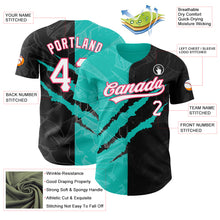 Laden Sie das Bild in den Galerie-Viewer, Custom Graffiti Pattern Black Aqua-Neon Pink 3D Scratch Authentic Baseball Jersey
