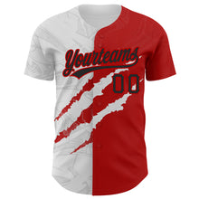 Load image into Gallery viewer, Custom Graffiti Pattern Black-Red 3D Scratch Authentic Baseball Jersey
