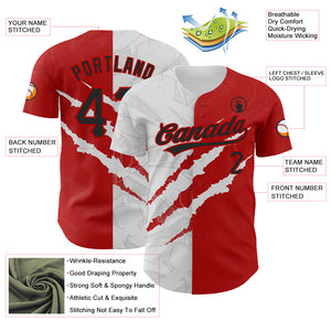 Custom Graffiti Pattern Black-Red 3D Scratch Authentic Baseball Jersey