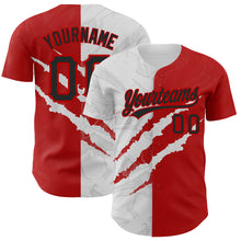Load image into Gallery viewer, Custom Graffiti Pattern Black-Red 3D Scratch Authentic Baseball Jersey

