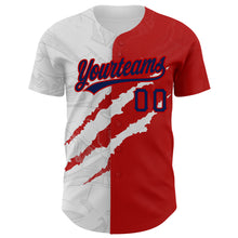 Load image into Gallery viewer, Custom Graffiti Pattern Navy-Red 3D Scratch Authentic Baseball Jersey
