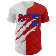 Load image into Gallery viewer, Custom Graffiti Pattern Royal-Red 3D Scratch Authentic Baseball Jersey
