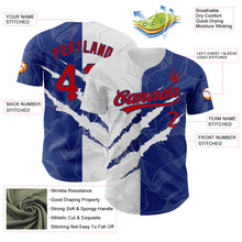 Load image into Gallery viewer, Custom Graffiti Pattern Red-Royal 3D Scratch Authentic Baseball Jersey
