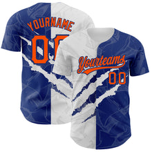 Load image into Gallery viewer, Custom Graffiti Pattern Orange-Royal 3D Scratch Authentic Baseball Jersey
