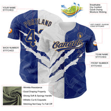 Load image into Gallery viewer, Custom Graffiti Pattern Royal-Old Gold 3D Scratch Authentic Baseball Jersey
