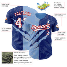 Load image into Gallery viewer, Custom Graffiti Pattern Royal Light Blue-Red 3D Scratch Authentic Baseball Jersey
