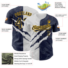 Load image into Gallery viewer, Custom Graffiti Pattern Navy-Gold 3D Scratch Authentic Baseball Jersey
