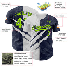 Laden Sie das Bild in den Galerie-Viewer, Custom Graffiti Pattern Neon Green-Navy 3D Scratch Authentic Baseball Jersey
