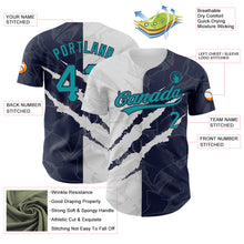 Load image into Gallery viewer, Custom Graffiti Pattern Teal-Navy 3D Scratch Authentic Baseball Jersey

