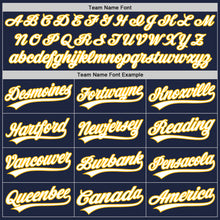 Load image into Gallery viewer, Custom Graffiti Pattern Navy Light Blue-Gold 3D Scratch Authentic Baseball Jersey
