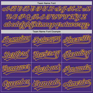 Custom Graffiti Pattern Purple-Gold 3D Scratch Authentic Baseball Jersey