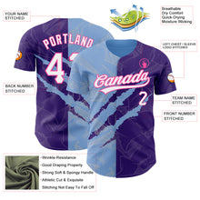 Laden Sie das Bild in den Galerie-Viewer, Custom Graffiti Pattern Purple Light Blue-Pink 3D Scratch Authentic Baseball Jersey
