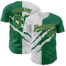 Load image into Gallery viewer, Custom Graffiti Pattern Kelly Green-Old Gold 3D Scratch Authentic Baseball Jersey
