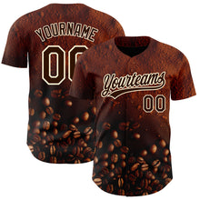 Load image into Gallery viewer, Custom Brown Cream 3D Pattern Design International Coffee Day Authentic Baseball Jersey
