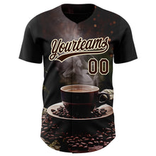 Load image into Gallery viewer, Custom Black Brown Cream 3D Pattern Design International Coffee Day Authentic Baseball Jersey

