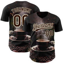 Load image into Gallery viewer, Custom Black Brown Cream 3D Pattern Design International Coffee Day Authentic Baseball Jersey
