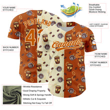 Загрузить изображение в средство просмотра галереи, Custom Cream Texas Orange 3D Pattern Design International Coffee Day Authentic Baseball Jersey
