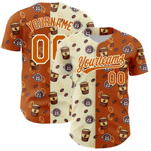 Загрузить изображение в средство просмотра галереи, Custom Cream Texas Orange 3D Pattern Design International Coffee Day Authentic Baseball Jersey

