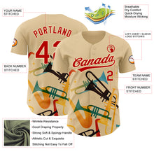 Load image into Gallery viewer, Custom Cream Red 3D Pattern Design International Jazz Day Authentic Baseball Jersey
